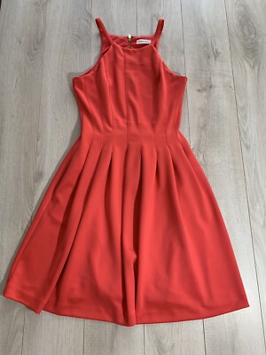 calvin klein women's pleated fit & flare dress Calvin Klein Dress Women Black Pleated Fit Flare Knee Size 6 See Description