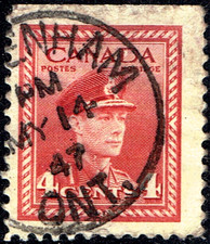 Canada #254as King George VI in Army Uniform (1943) 4¢ Used 50V35