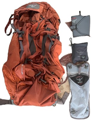 NEW W/O TAG Osprey Xenon 70L Backpack RainCover $49 TerraCotta Ws Med Xtras $400