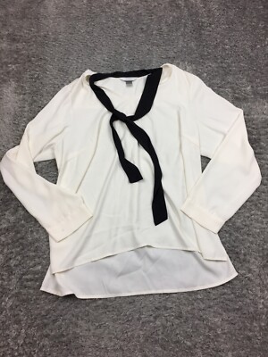 CJ Banks Top Womens Size X 0X White Black Accent Tie Tunic Blouse