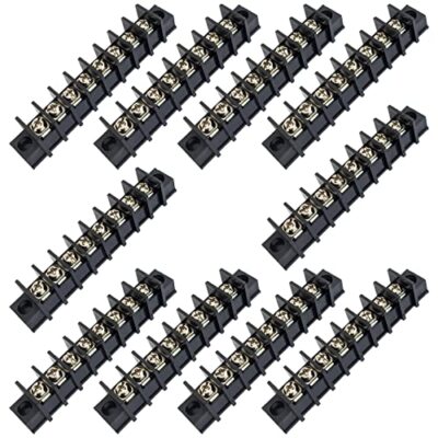 10 Pack 8 Position Terminal Barrier Strip w Mounting Ears, 3.75''x0.64''x0.70''