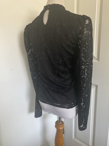 Joseph Ribkoff Black Lace Fitted Top With Long Fittted Sleeves Size 8 NWT - Picture 5 of 12