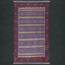 Modern Handwoven Cotton Dhurrie Kilim Rug Color Red and Blue Handmade Carpet Rug