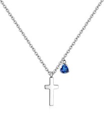 Birthstone Cross Necklace for Kids Girls  Cross Pendant Stainless Steel Jewelry
