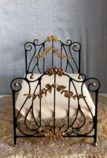 LAST CHANCE! DOLLHOUSE BED 1:12 SCALE WROUGHT IRON SINGLE SIZE "TOUJOURS"
