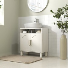 Under Sink Bathroom Cabinet with Adjustable Shelf, 60 x 30 x 63 cm, Cream White