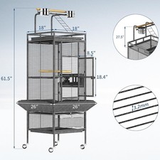 61" Large Bird Cage Play Top Parrot Finch Flight Cage Macaw Cockatoo Pet Supply