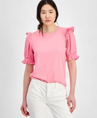 Tommy Hilfiger Womens Ruffled Short-Sleeve T 196701454935 XS RT $59.5 #2