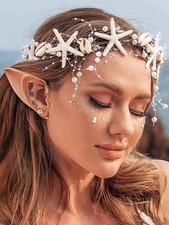 Catery Starfish Headband Seashell Mermaid Crown Headpiece One size, white