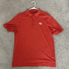 Men's Cutter & Buck Golf Polo, Kingsmill Logo, Orange Striped, Size Medium