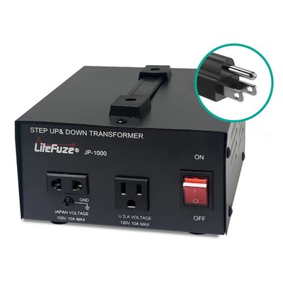 LiteFuze 1000W Step-Up/Step-Down Transformer with Dual Sockets - Premium Copper