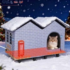 Heated Cat House Auto Temperature Control Indoor Outdoor Waterproof Cozy Shelter