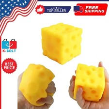Squishy Cheese Block Stress Relief Squeeze Toy Gifts Soft Rubber Novelty Stress
