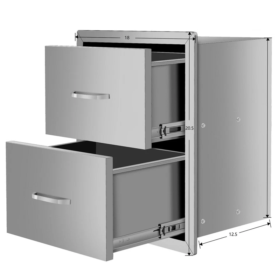 Outdoor BBQ two drawers cabinet Stainless steel Kitchen Cabinet - Image 4 of 4