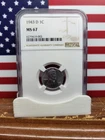 1943-D Lincoln Wheat Steel Cent  ""NGC  MS 67 Blast White""  Coin Won World War