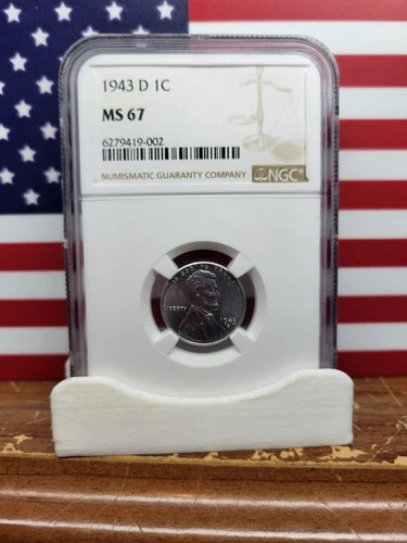 1943-D Lincoln Wheat Steel Cent  ""NGC  MS 67 Blast White""  Coin Won World War