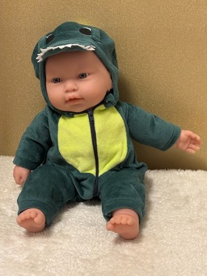 Berenguer Baby Doll (Preloved) in Green Dinosaur Outfit with Adoption Cert