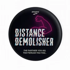 Brooks Running “Distance Demolisher” Pinback Button Motivational Fitness
