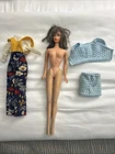 Vintage 1966 Mattel Barbie Doll Made in Japan Blue Eyes Brunette With 2 Outfits