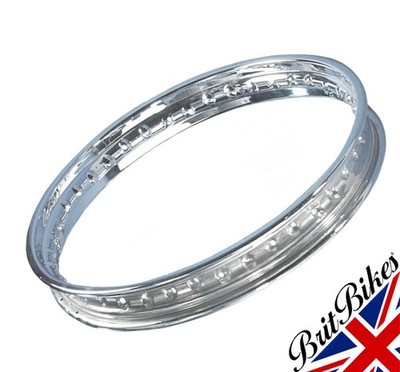 37-0351 BRITISH CHROME FRONT WHEEL RIM BSA TRIUMPH - WM2X19X40 HALF WIDTH HUB