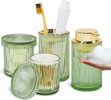 4Pcs Green Glass Bathroom Accessories Set
