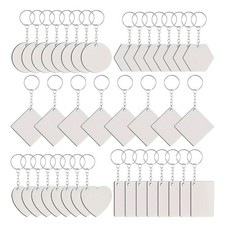 40Pcs Double Sided Key Holders Heat Transfer Keychain Thermal Transfer Keyrings