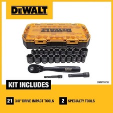 DEWALT Impact Socket Set with Ratchet, Metric...
