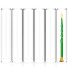 Showgeous 6 Pcs Hurricane Candle Holder D4 H12 Clear Glass Cylinder Candle