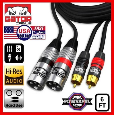 2-XLR Male to 2-RCA Male Cable Dual Patch Splitter Shielded Audio Stereo HD 6FT