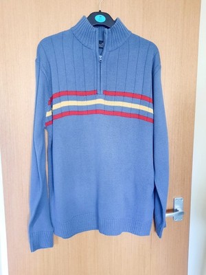 Authentic Clothing Company blauer Strickpullover mit 1/4 Reißverschluss Langarm Größe L