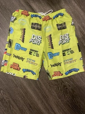 Disport Cycling Yellow Graphic Print Shorts Size Large New Without Tags