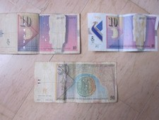 3x Geldschein/Banknote: (Nord)-Mazedonien, 10 und 50 Denari, zirkuliert