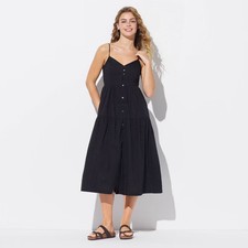 Women's Button-Front Tiered A-Line Dress - Wild Fable Black XS