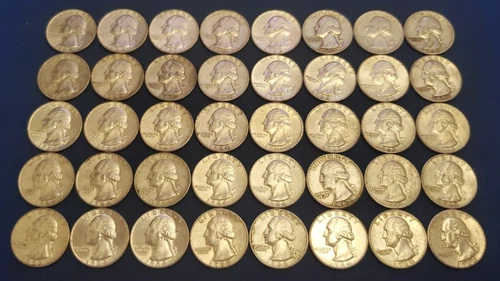 Lot of 40 ($10 face) *Circulated* 90% Silver Washington Quarters all pre 1965