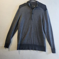 Smart Wool Mens Size M 1/4 Zip Wool Sweater Charcoal Gray / Black