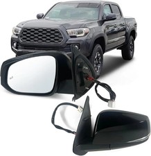 Left Driver side Mirror Fits 2016-2022 Toyota Tacoma With 8 Pins Left, Black