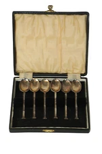 Cooper Brothers & Sons Sheffield 6 Sterling Silver Demitasse Spoons England