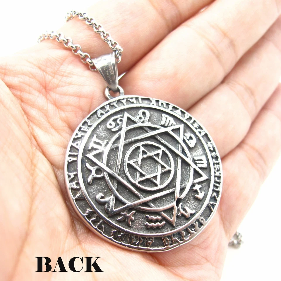 Collar Colgante MENDEL Acero Inoxidable Mal de Ojo 6 Puntos Estrella Hexagrama Oculto Foto 2 de 4