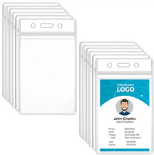 10 Pcs ID Card Name Badge Holder Clear Vertical Waterproof Plastic Name Tag Badg
