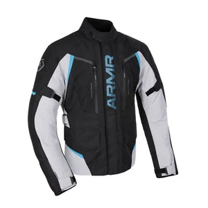 Armr Kiso 4.0 WP Motorcycle Jacket Mens Black Light Grey Blue