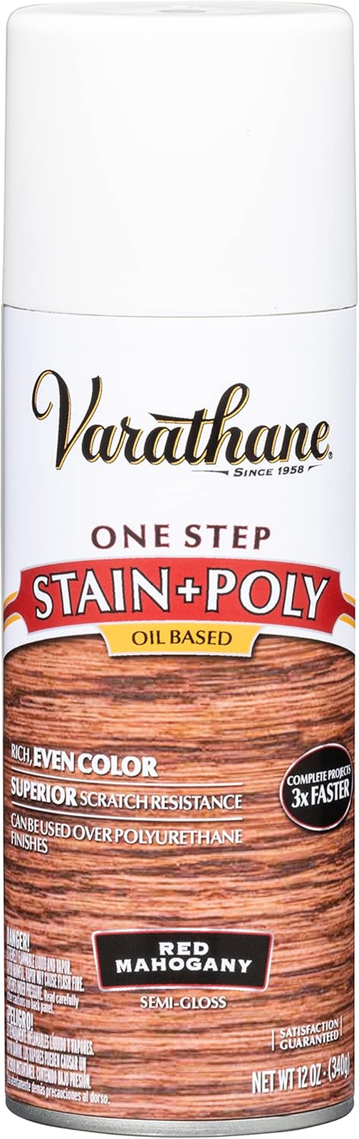 Rust-Oleum 243867 Spray Oil-Based Stain + Poly, Red Mahogany, 12 Ounce