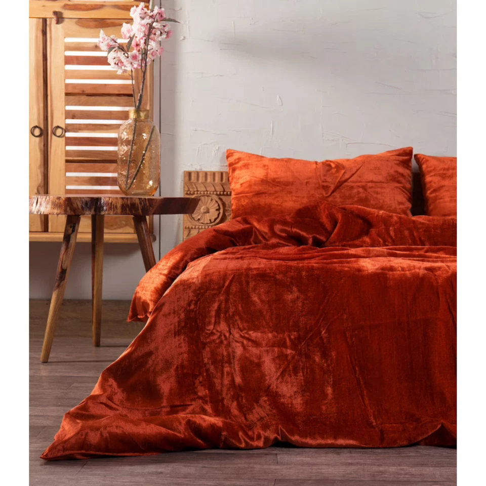 3pc Set soft ultra luxury velvet duvet cover full/queen size with shams cover - Image 3 of 4