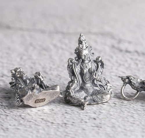 K24 Anhänger grüne Tara Göttin des Mitgefühls Sterling Silber 925 - Bild 7 von 10