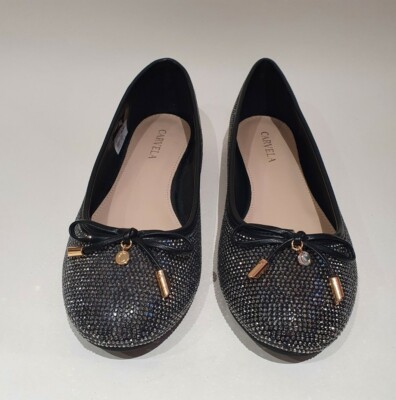 Carvela verzierte Ballerinas. Gunmetal Grey. UK4 bequeme Ballerinas Schleifendetail