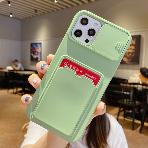 Phone Case Silicone With Card Holder For iPhone 14 13 12 11 15 Pro Max XS XR 7 8 - Photo 10 sur 12
