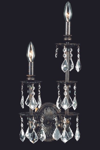CRYSTAL DARK BRONZE DINING LIVING ROOM BATHROOM HALLWAY WALL SCONCE 2 LIGHT 17" - Picture 2 of 2