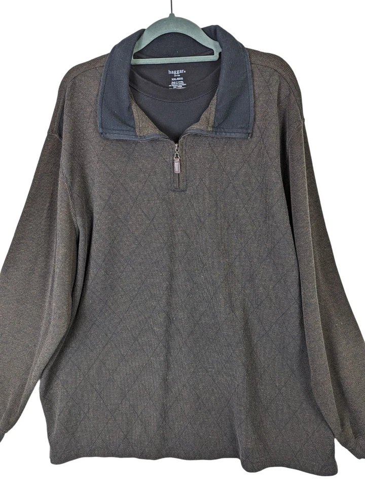 Haggar Hombres Talla XXL Manga Larga Camiseta Simulada Abuelo Núcleo Pullover Camisa Clásica Foto 2 de 4