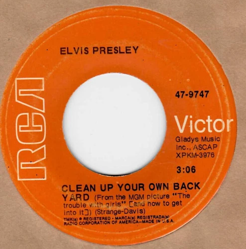 45RPM, ELVIS PRESLEY, CLEAN UP YOUR OWN BACK YARD ' EXCELLENT ' ROCK