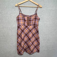 URBAN OUTFITTERS UO Keya Plaid Y2k Hook & Eye Mini Dress Size M