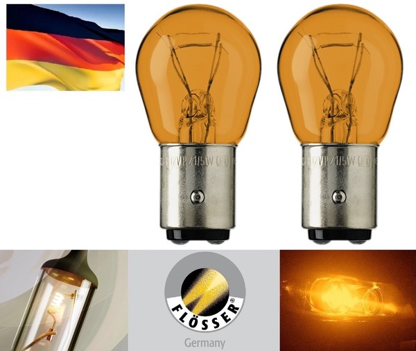Flosser 1157NA P21/5W 21/5W Amber Zwei GlüHbirnen RüCklicht Blinker Ersatz-image